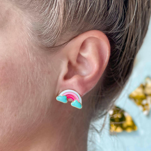 Pink Rainbow Signature Enamel Stud Earrings.