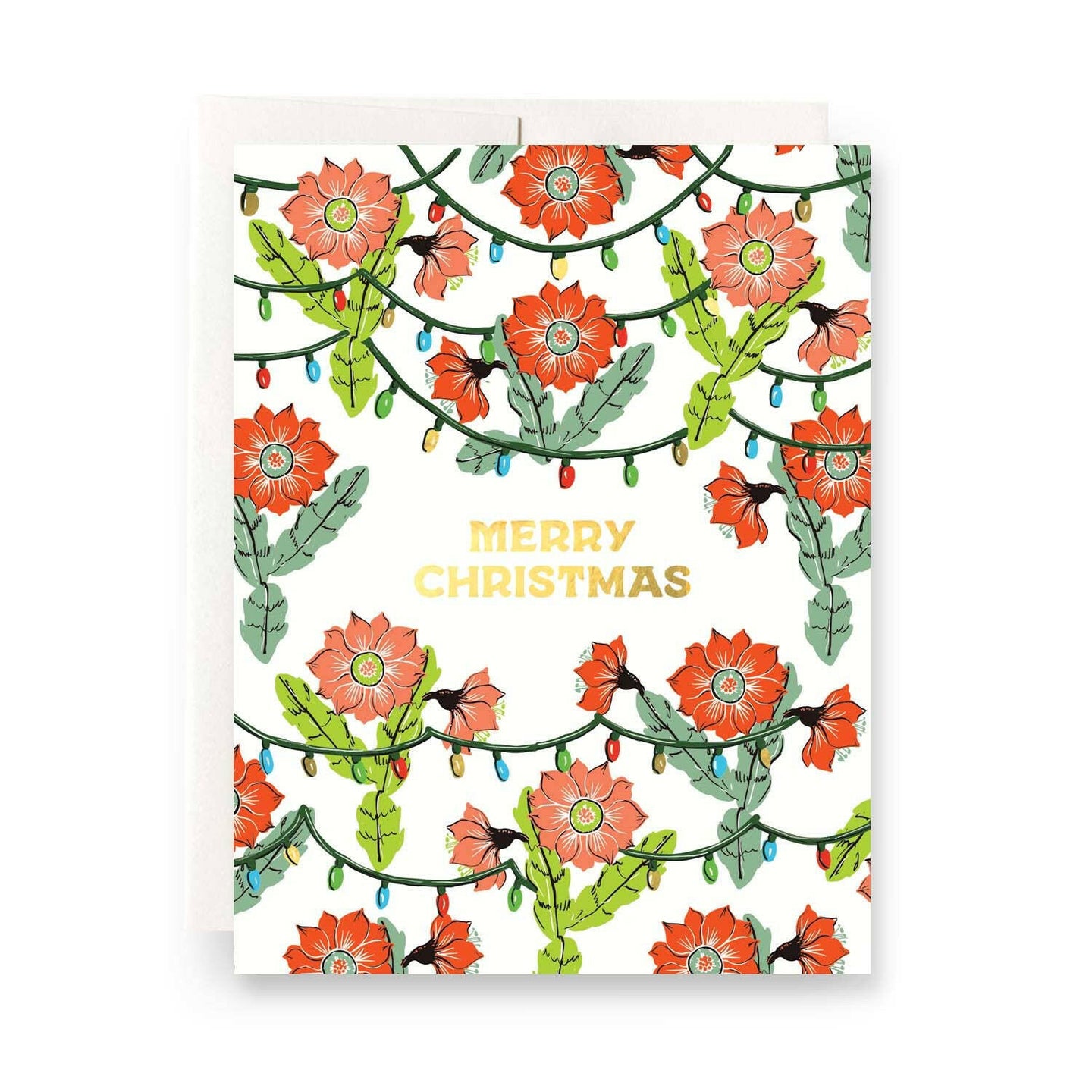 Orchid Cactus Christmas Greeting Card.