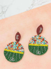 Load image into Gallery viewer, Football Stadium Seed Bead Dangle Earrings
