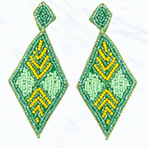 Rhombus Indian Bead Earrings.