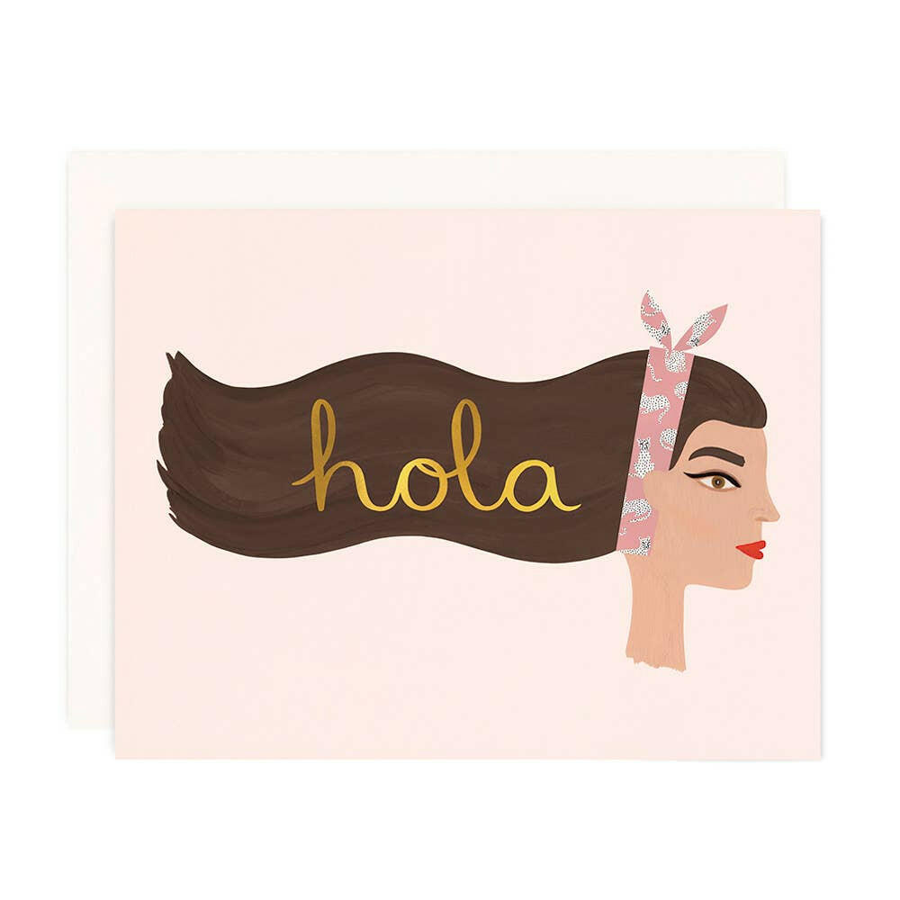 Hola Greeting Card - Gold Foil.