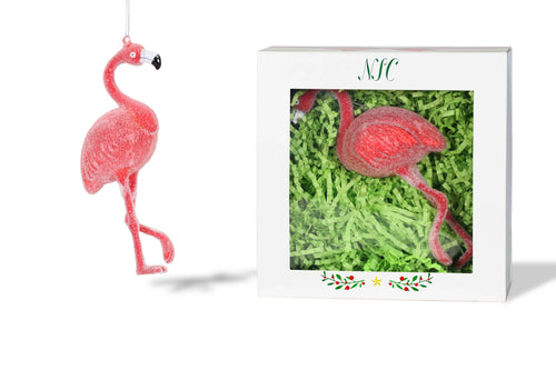 Pink Flamingo Glass Ornament.