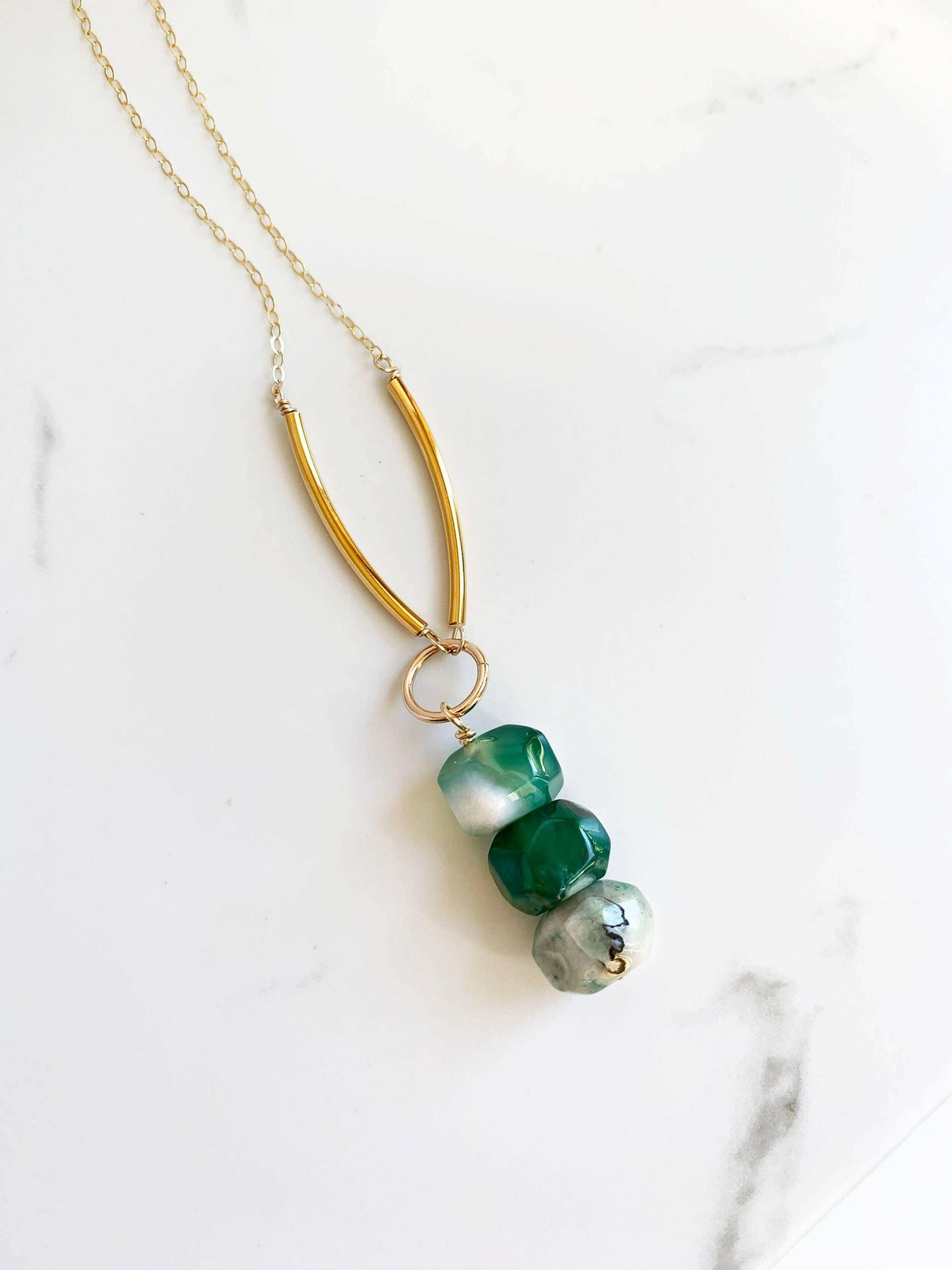 Green Agate Boho Necklace.