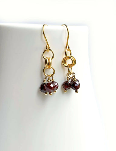 Garnet Trio Drop Earrings.