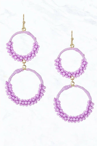 Seed Bead Circle Dangle Earrings.