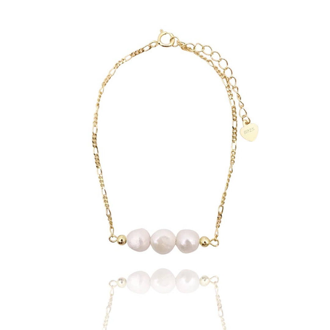 14k Gold Pearl Chain Bracelet