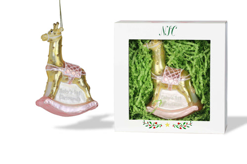 Baby Girl Giraffe Glass Ornament.