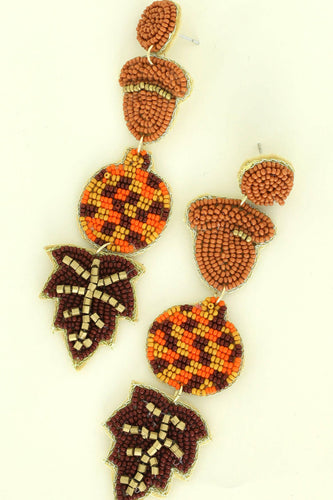 Autumn Embroidery Drop Earrings.