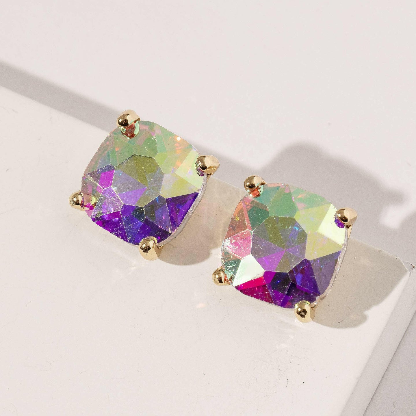 Rhinestone Square Stud Earrings.