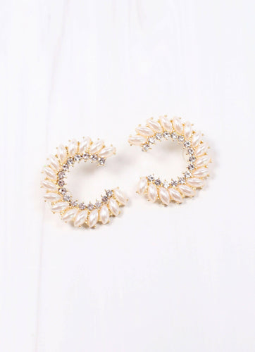 Maghan Embellished Hoop Earring PEARL.