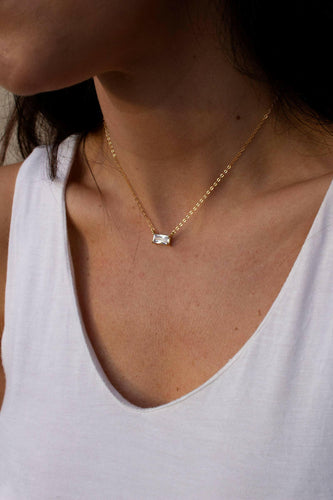 Baguette Necklace - 14k Gold Filled.