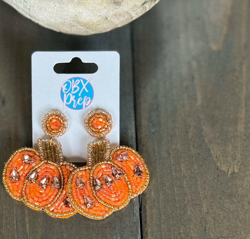 Glam Pumpkin Seed Bead Dangle Earrings.