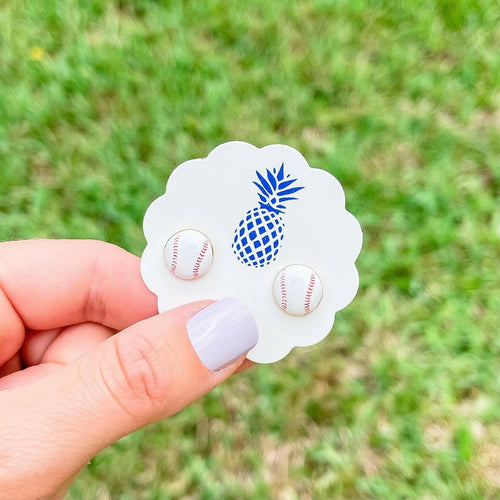 Baseball Enamel Stud Earrings.