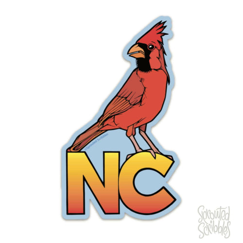 North Carolina Sticker - NC Cardinal Bird Travel Nature.