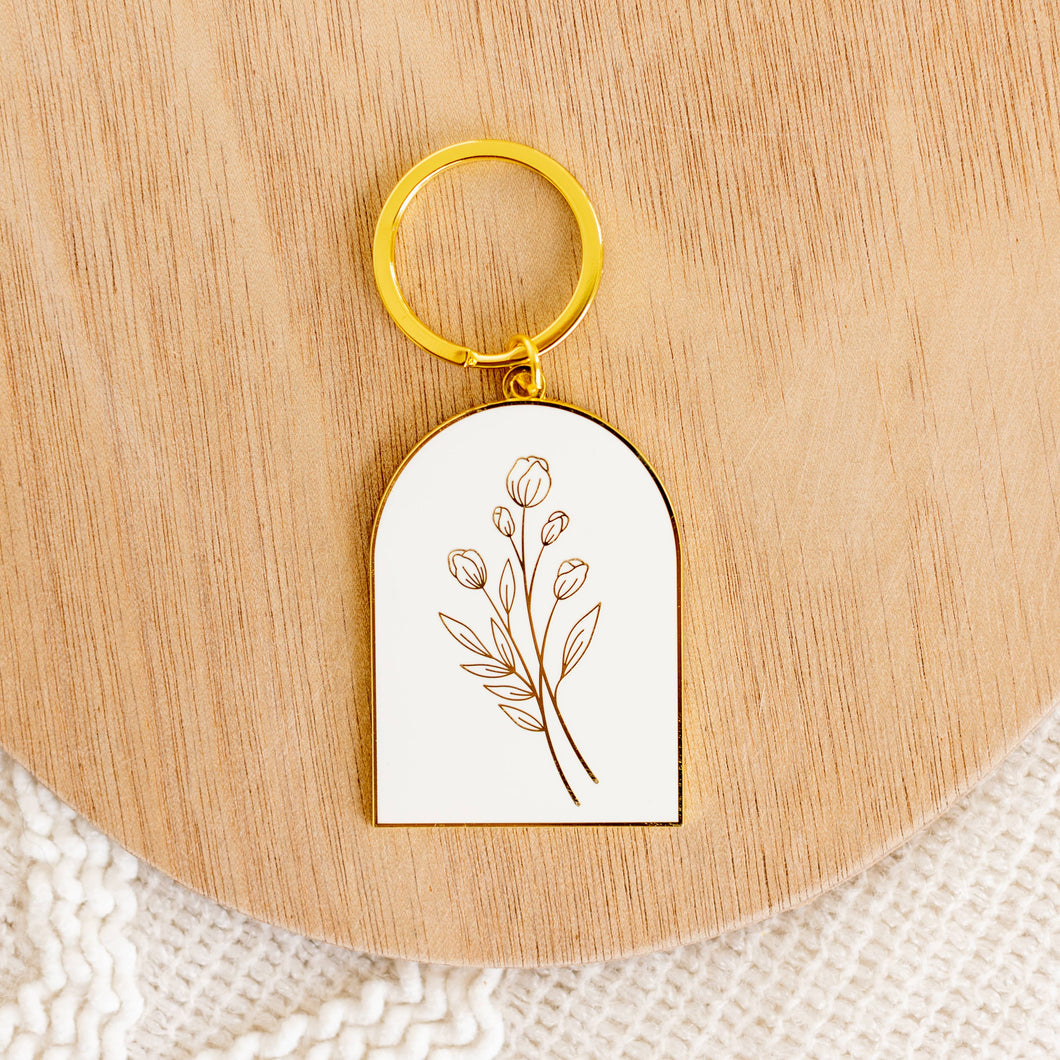 Arch and Tulip Metal Keychain 2.25x2 in.