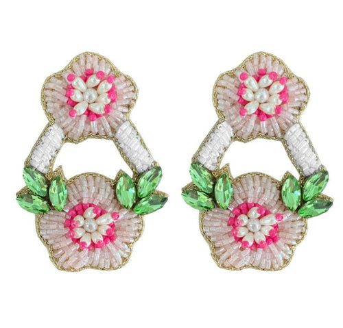 East Hampton Flower Earrings in Pink.