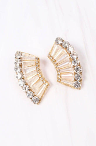 Nealie Embellished Fan Earring WHITE OPAL.