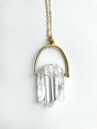 Triple Crystal Arch Necklace.