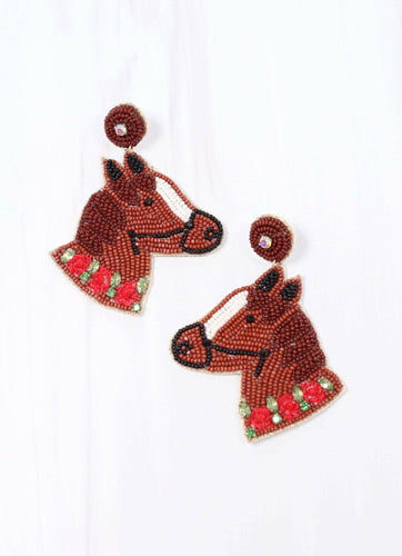 Maximus Beaded Horse Earring BROWN.