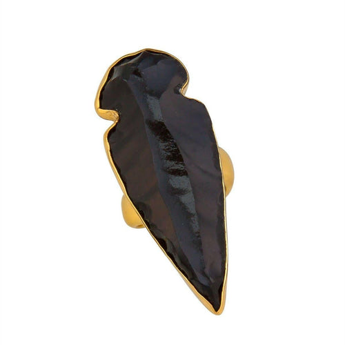 Alchemia Obsidian Arrowhead Adjustable Ring.