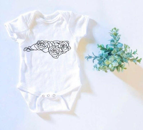 Floral North Carolina Onesie Baby Bodysuit.