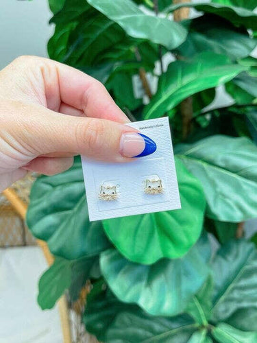 Cubic Zirconia Cat Stud Earrings.