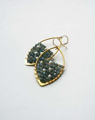 Labradorite + Pearl Earrings.