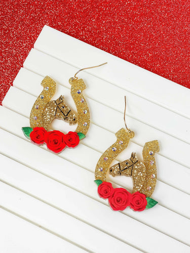 Golden Horseshoe Derby Hoop Earrings.