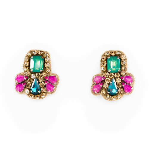Sadie Studs in Turquoise/Pink/Teal.