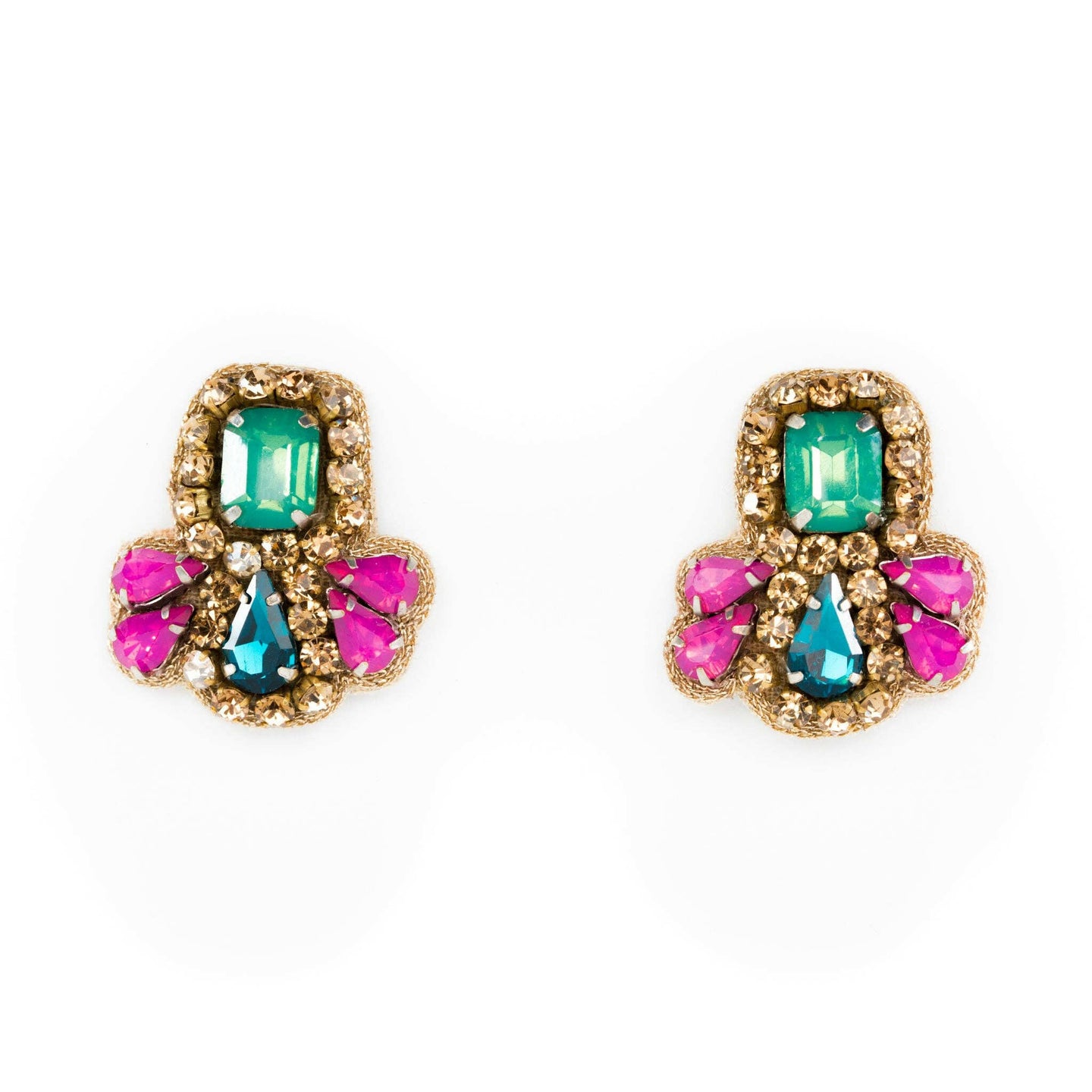 Sadie Studs in Turquoise/Pink/Teal.