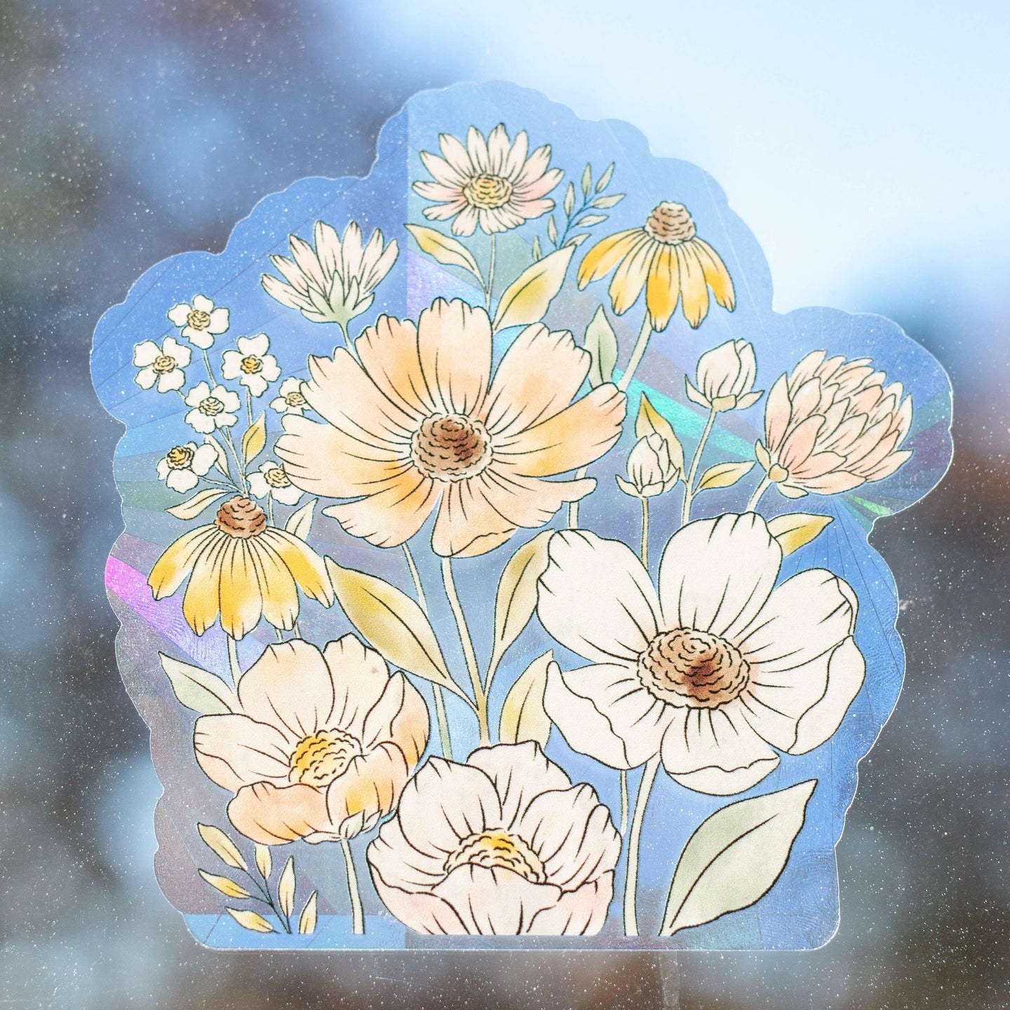 Wildflower Bunch Sun Catcher Window Decal, 3x5 in..