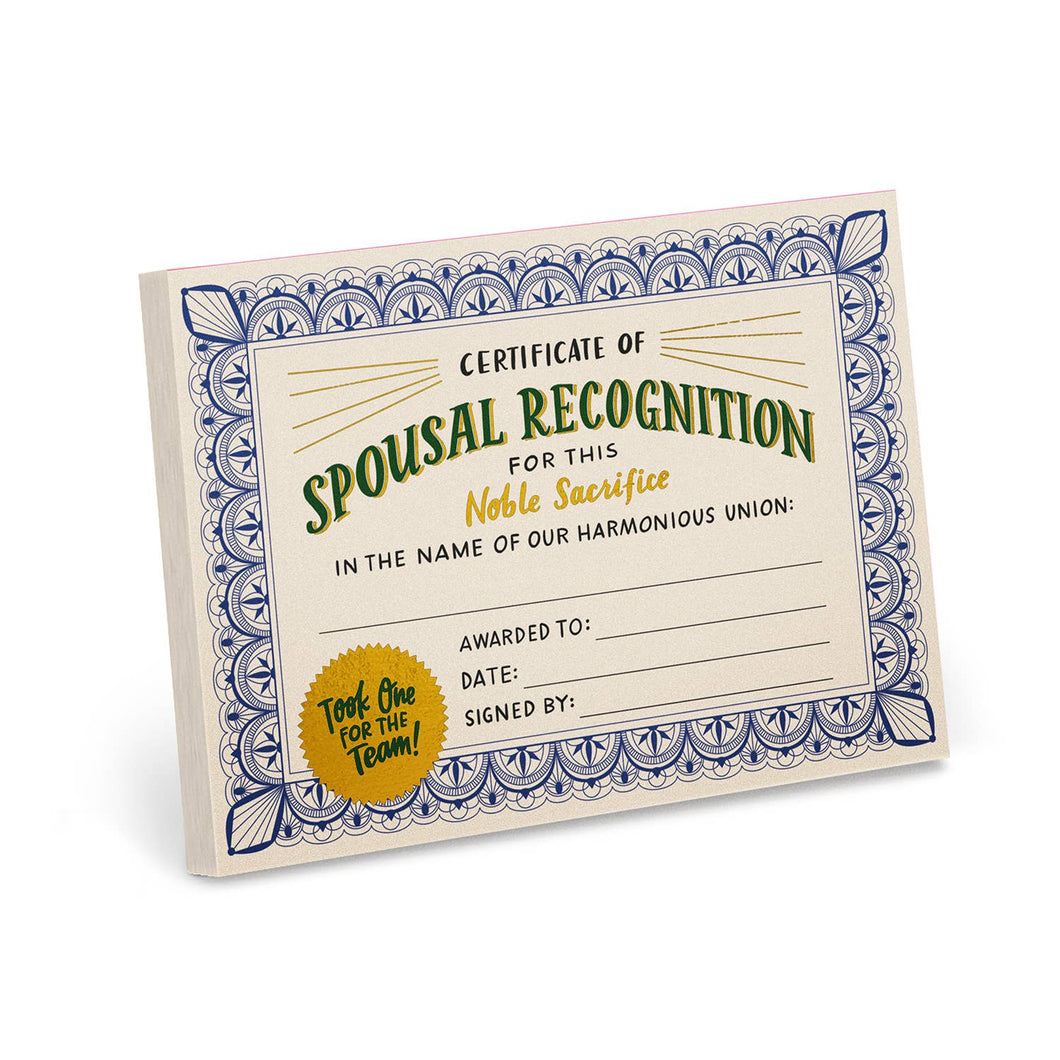 Spousal Recognition Certificate Notepad (Refresh)