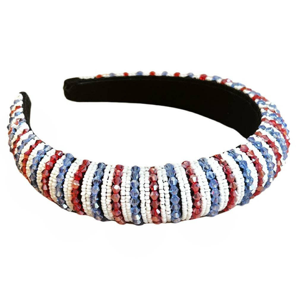 Traditional Beaded Headband - Red + Blue.