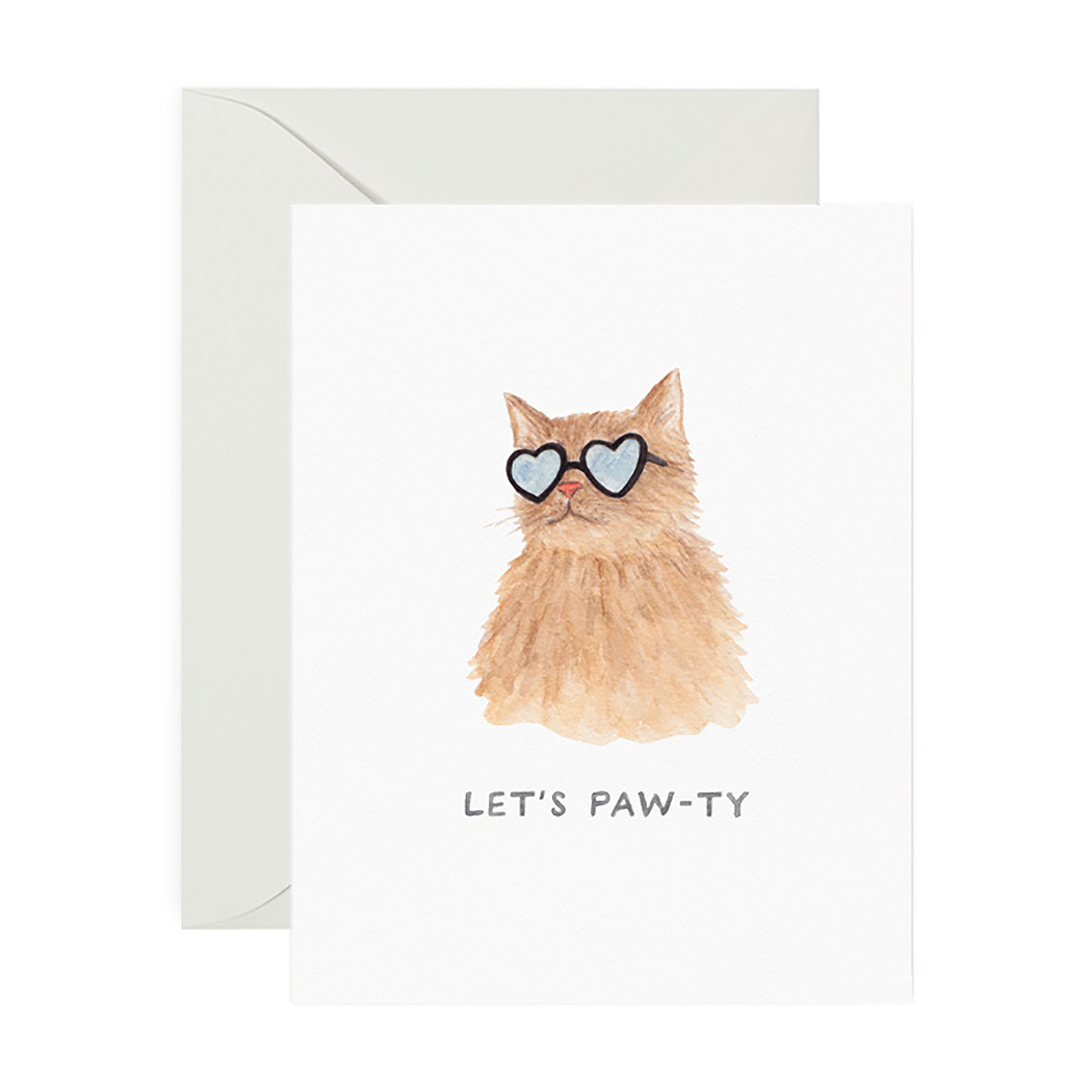 Let’s Paw-ty Cat Birthday Card.