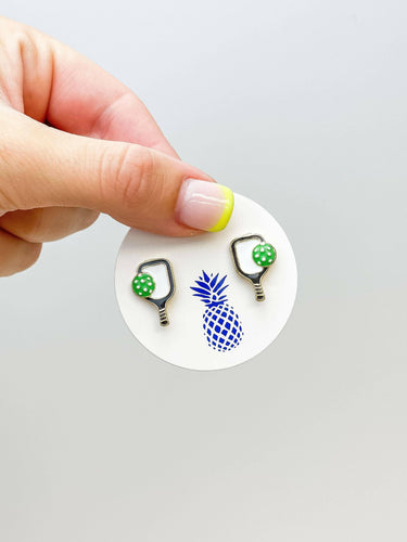 Pickleball Enamel Stud Earrings.