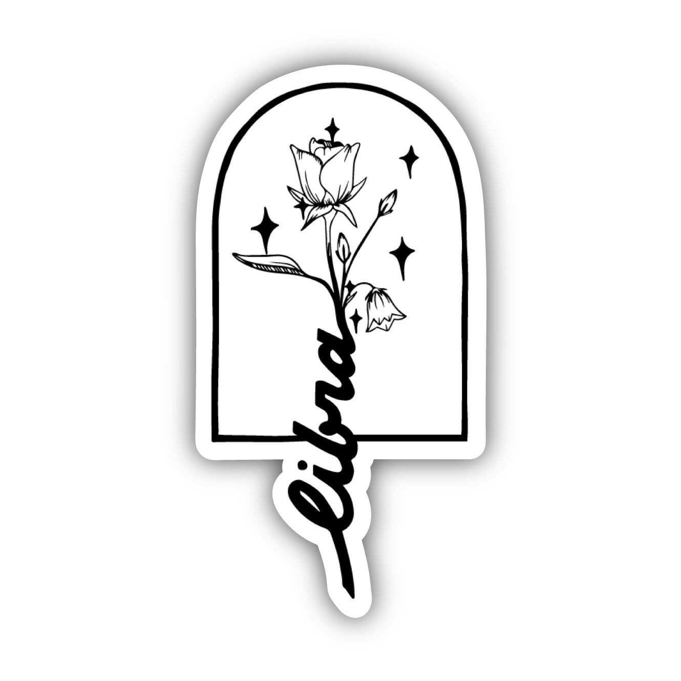 Libra Bluebells & Large Rose Zodiac Sticker.