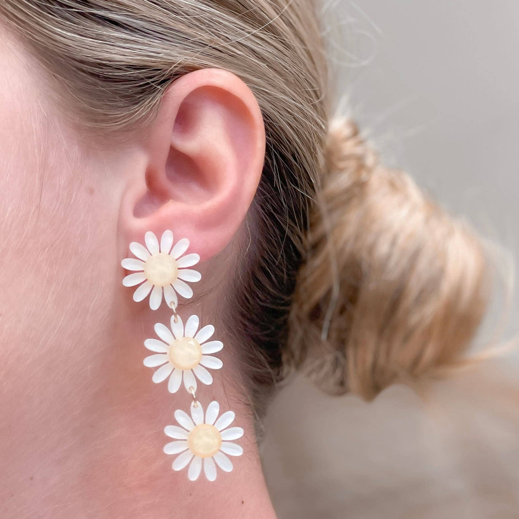 Blooming Daisy Trio Dangle Earrings