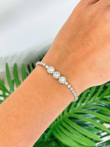 Cubic Zirconia Solitaire Bezel Tennis Bracelet.