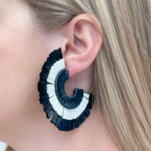 Raffia Fan Hoop Earrings.