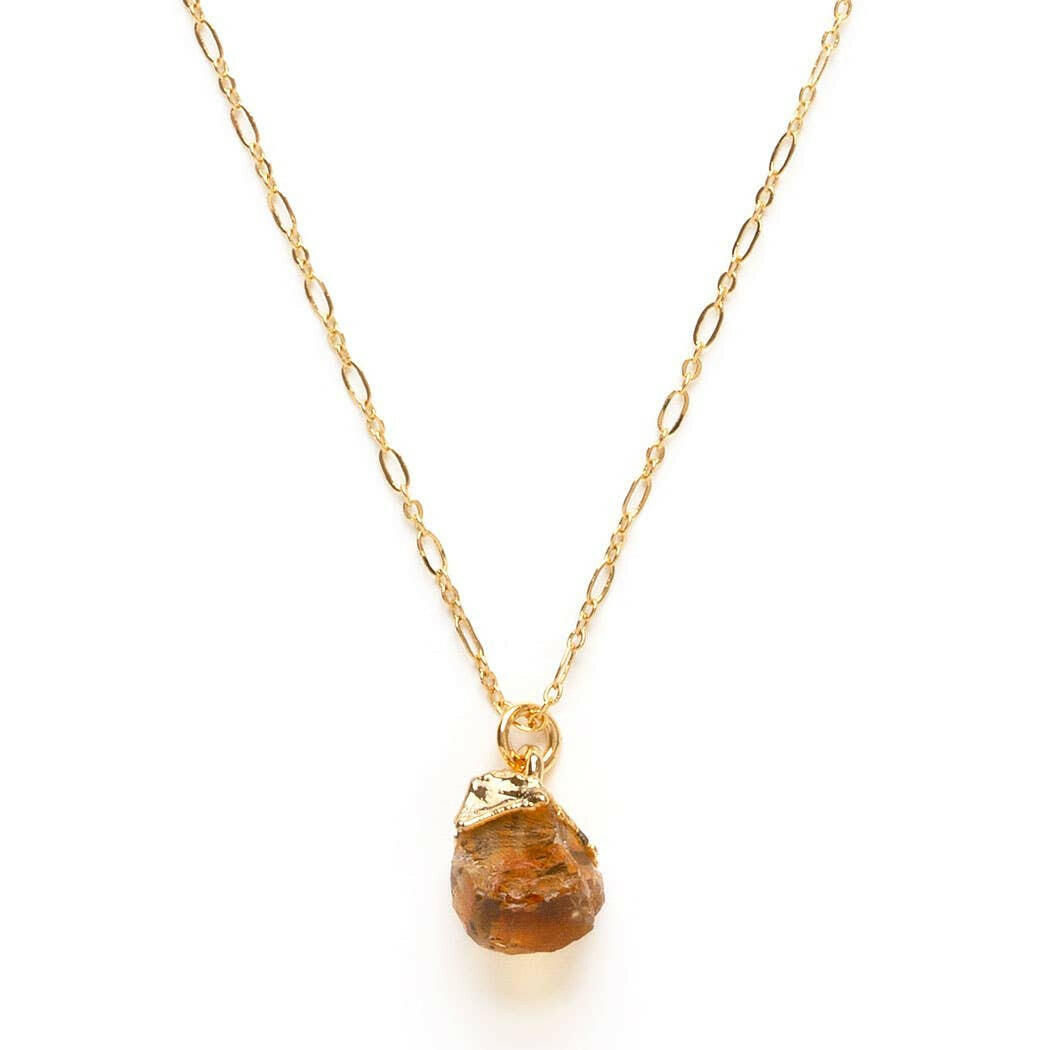 Raw Cut Gemstone Necklace- Citrine.