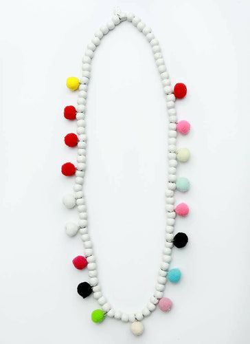 Wooden Pom Necklace.