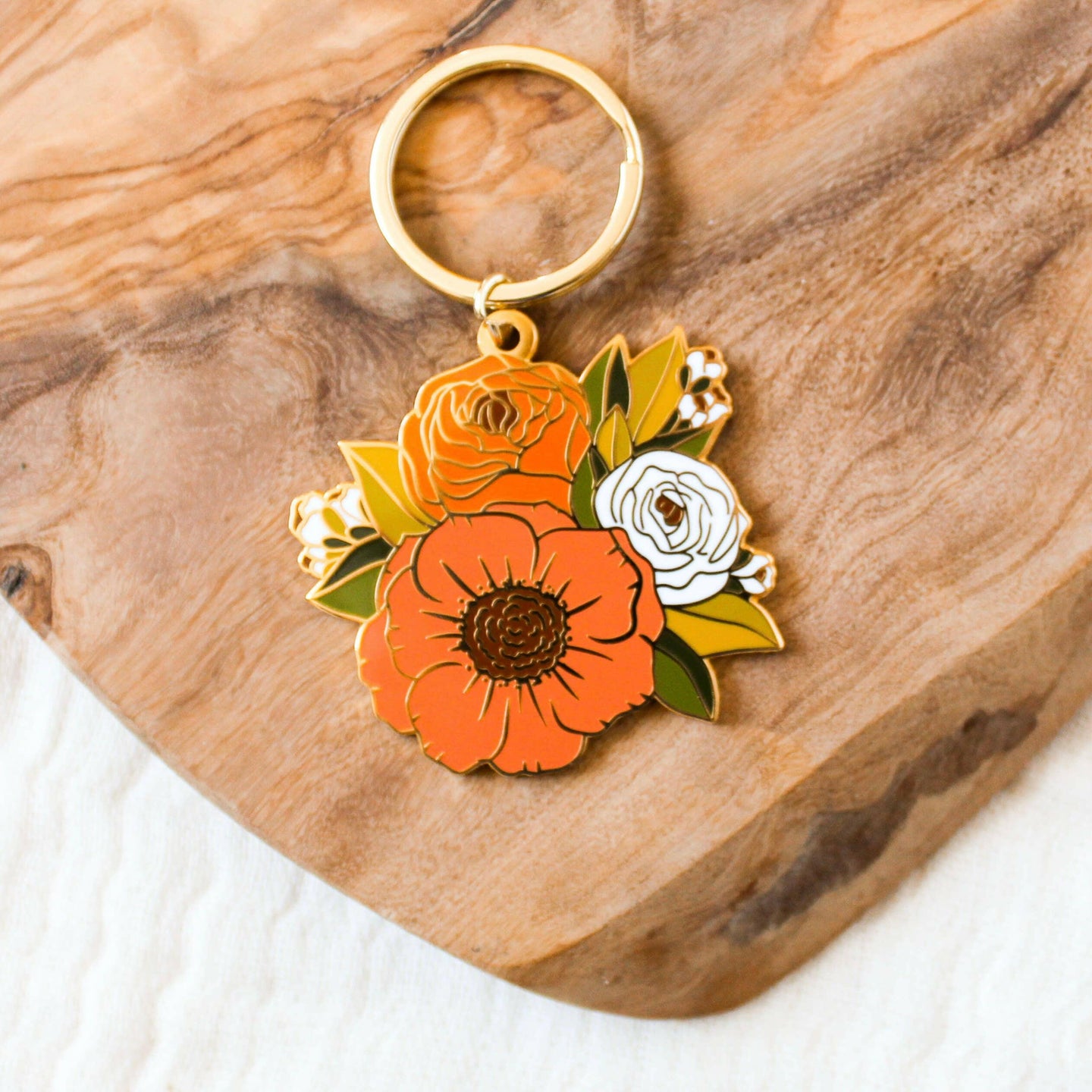 Fall Bouquet Metal Keychain 2x2 in..