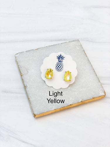 Iridescent Teardrop Glass Crystal Stud Earrings.