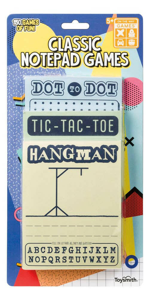 Classic Notepad Games, Hangman, Dot To Dot, Tic-Tac-Toe.