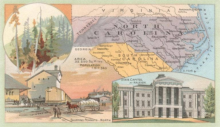 North Carolina - Vintage Image, Magnet