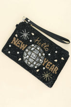 Load image into Gallery viewer, Hello Happy New Year Beaded Wristlet Coin Bag.
