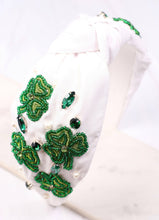 Load image into Gallery viewer, Shamrock Embellished Headband WHITE.
