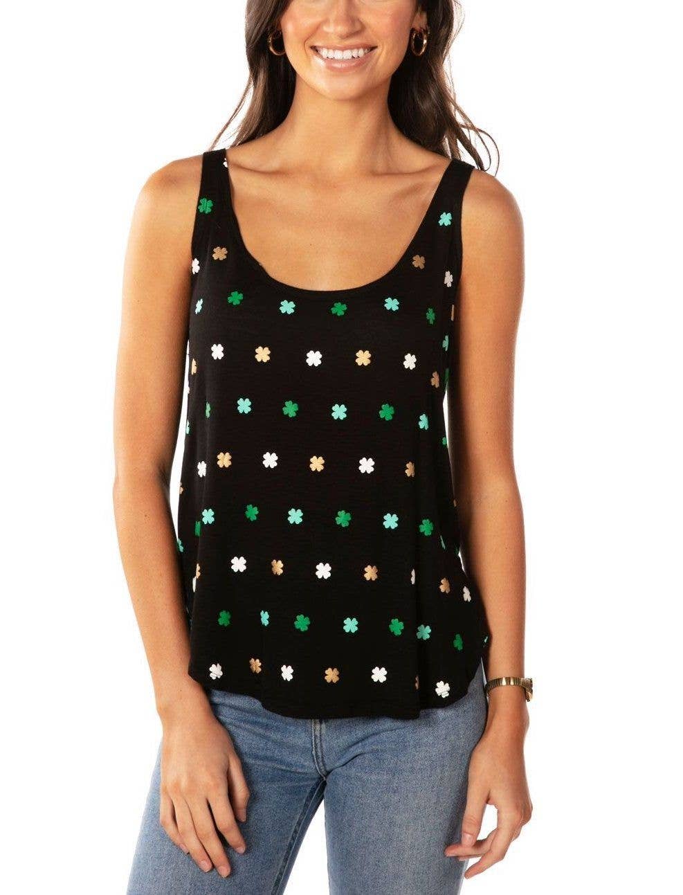 Womens All Over Clover Loose Tank