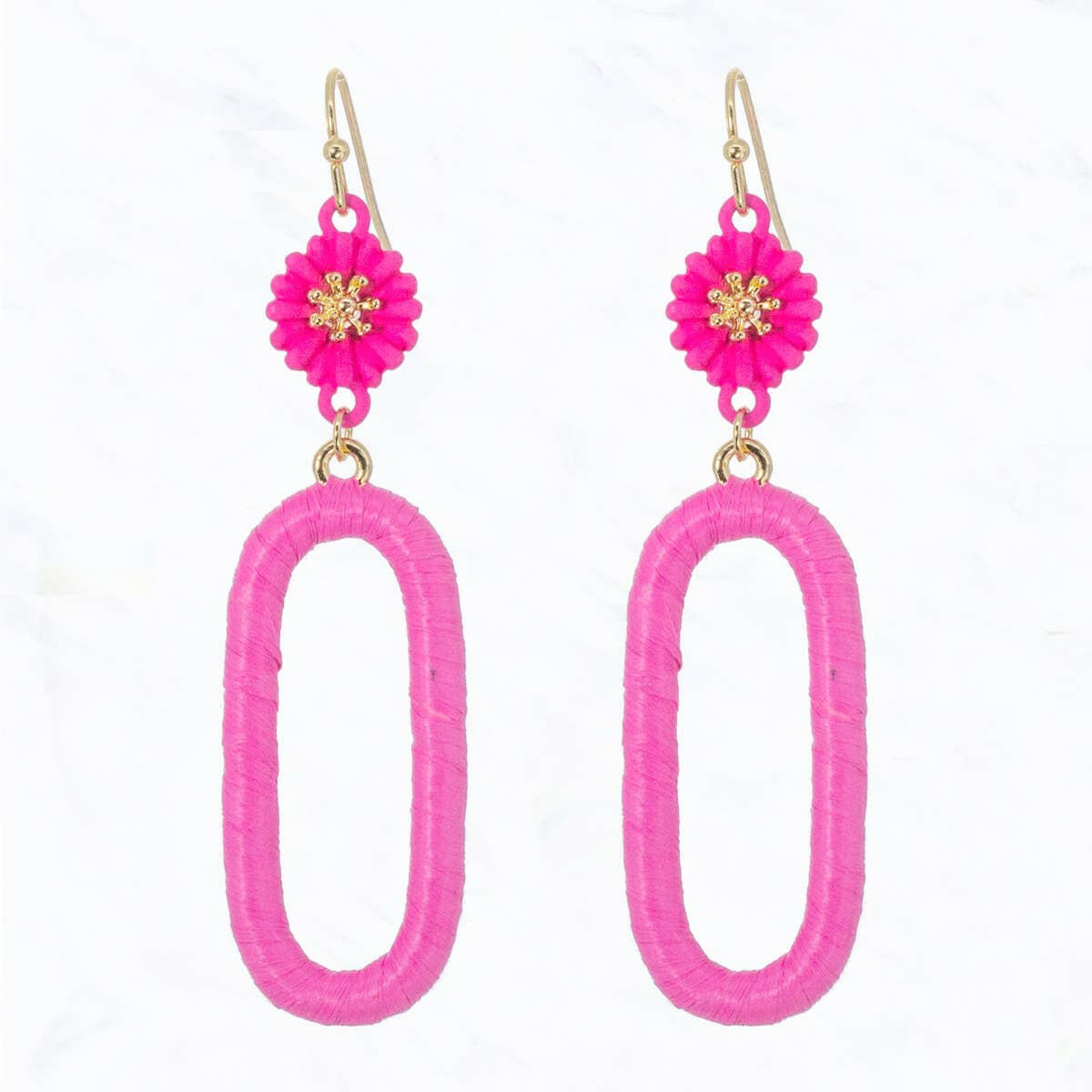 Colorful Raffia Wrapped Dangle Earrings.