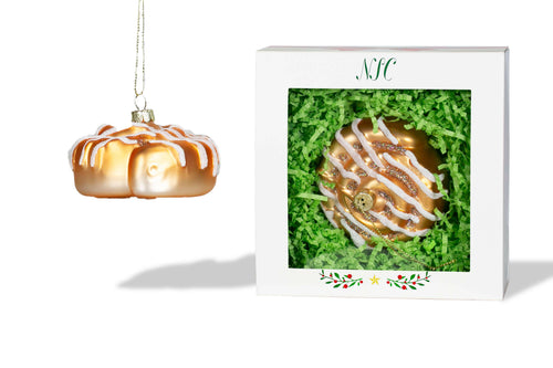 Cinnamon Bun Glass Ornament.